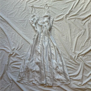 vintage viral beautiful white pearl beaded lace slip dress